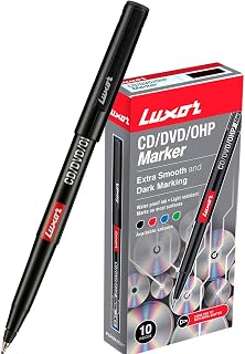 GROSSē Luxor F CD/DVD/OHP Marker Pack of 10 Marker +1 GROSSē Pen Free (Black)