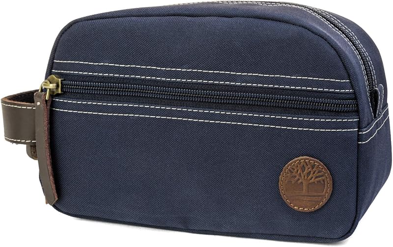 Necessaire masculina Timberland em lona para viagem com organizador e frasco plástico