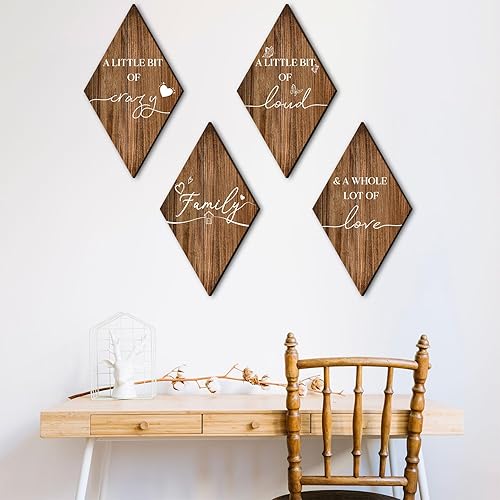 Miniatura 5 de Set de 4 letreros familiares de Established with Love', arte de pared de madera para sala de estarentrada, decoración de reliquia de granja con