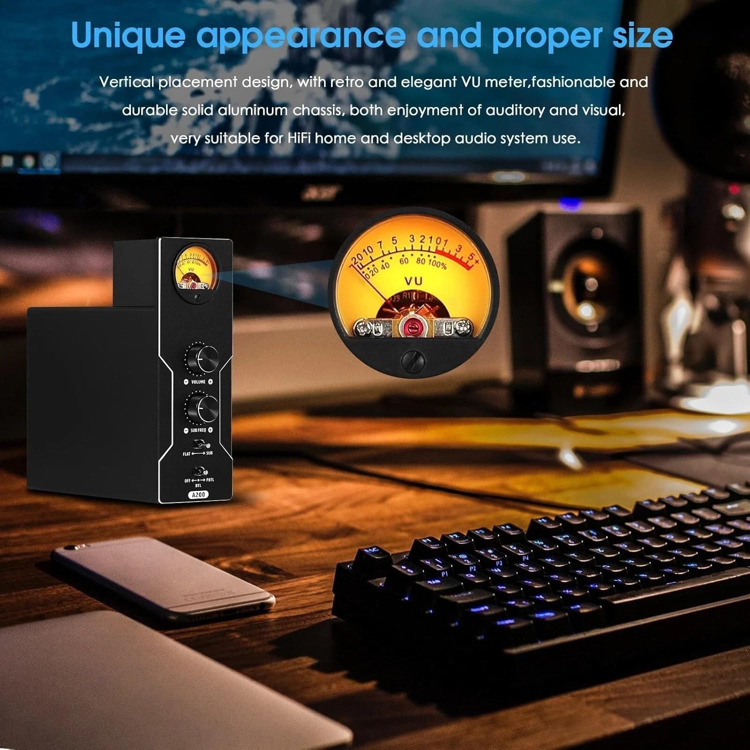 Stereo Digital Amplifier,Audio Preamplifier, with Mono/2.0 Channel Stereo Mode and Full Range/subwoofer Mode Switching, Suitable for HiFi Home and Desktop Audio Systems