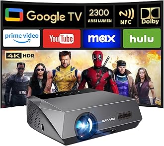 Daytime Projector with Google TV 2300 ANSI Ultra HD 4K Smart Daylight Projector with Tof Auto Focus HDMI eARC DD+ Bluetooth WiFi6 for Bright Home Theater Outdoor Movie Church Bar