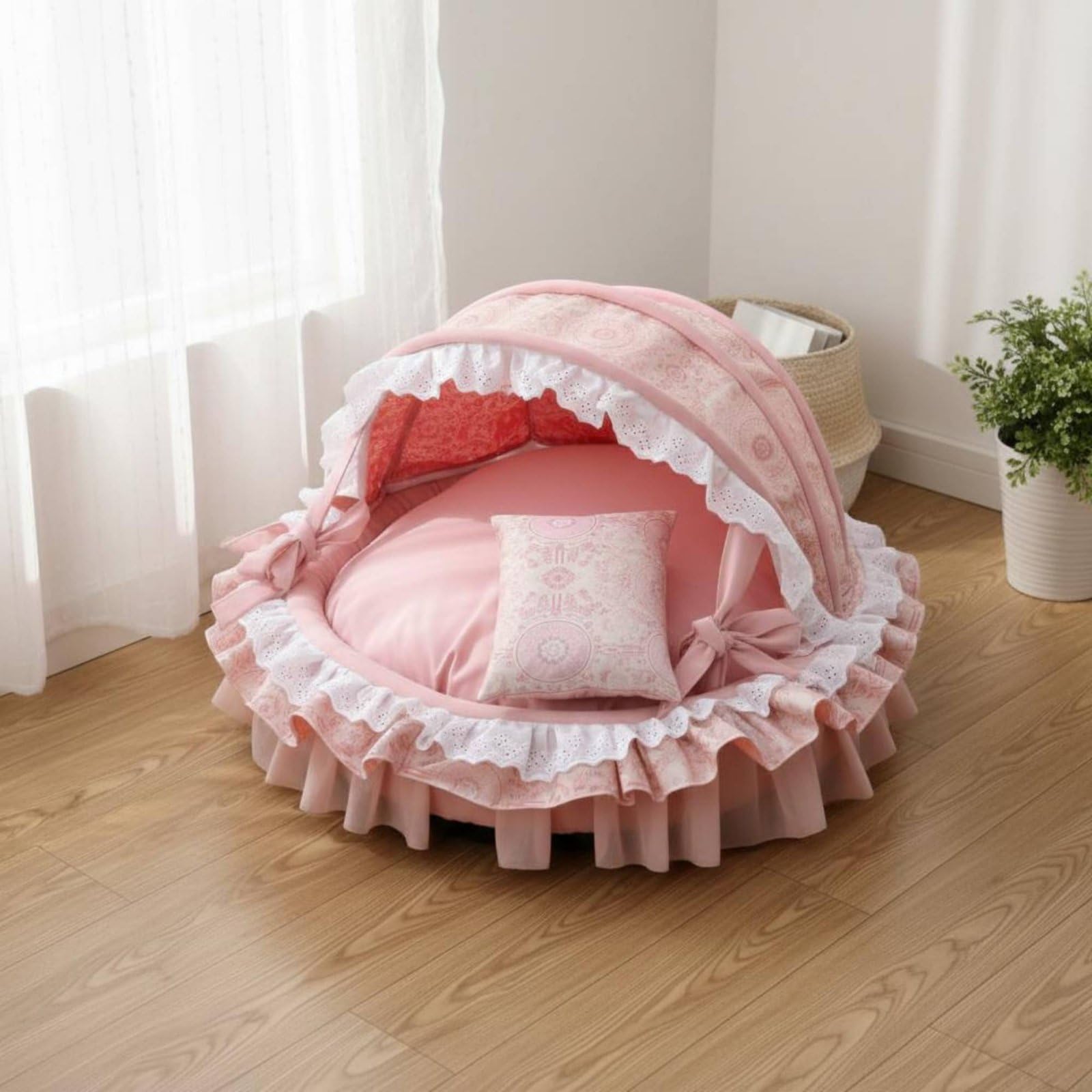 predolo Cuccia Portatile per Gatti, Cuccia Gatto Interno Antigraffio Semichiuso Nido, Lettino per Gatto Morbido e Leggero, Retro Chinese