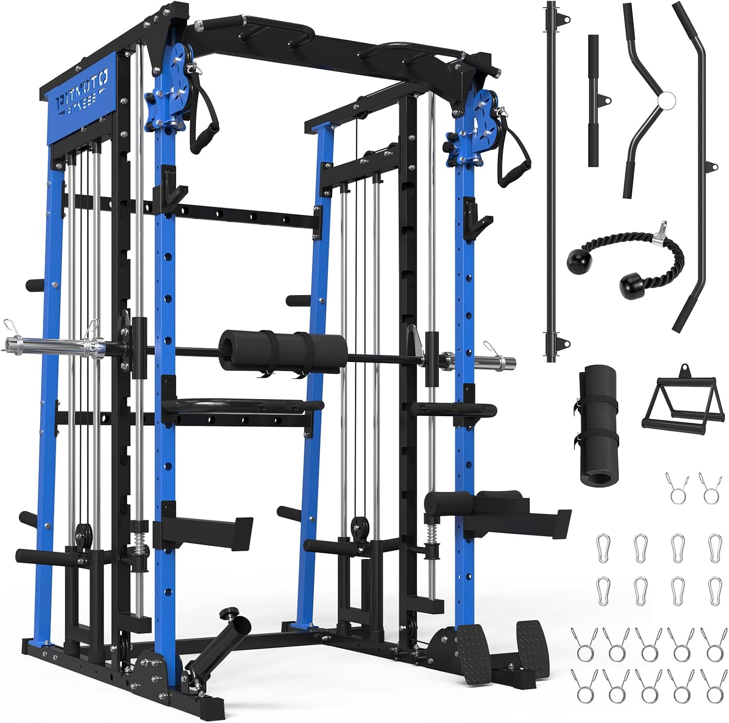 Pitmoto Pitmoto Smith Machine – 2200 LBS Capacity with Dual Pulley System for Strength Training
