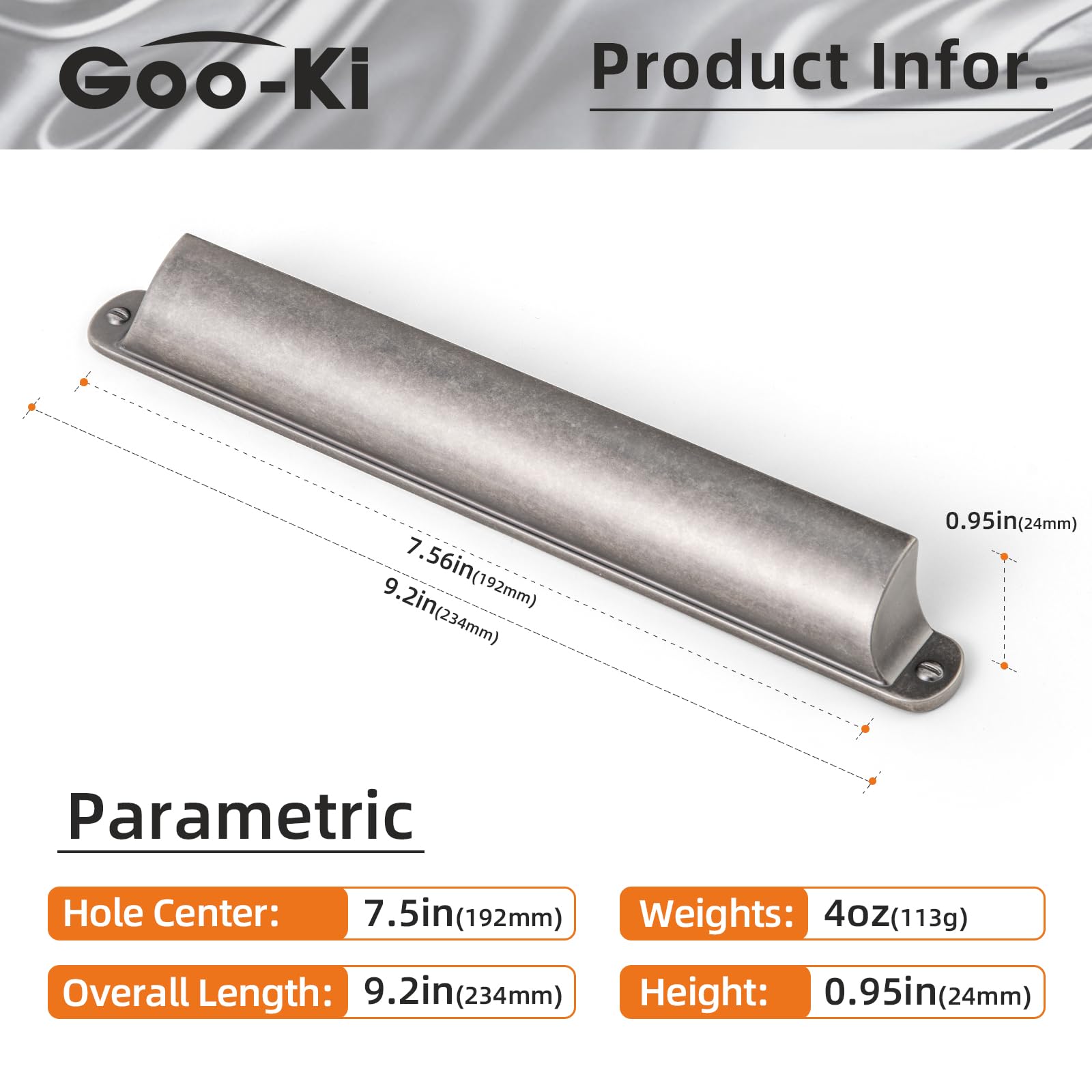 Goo-Ki Paquete de 6 tiradores de níquel antiguo para cajones, 7.5 pulgadas, C-C, vintage, retro, plata antigua, manijas de aleación de zinc, accesorios de cocina