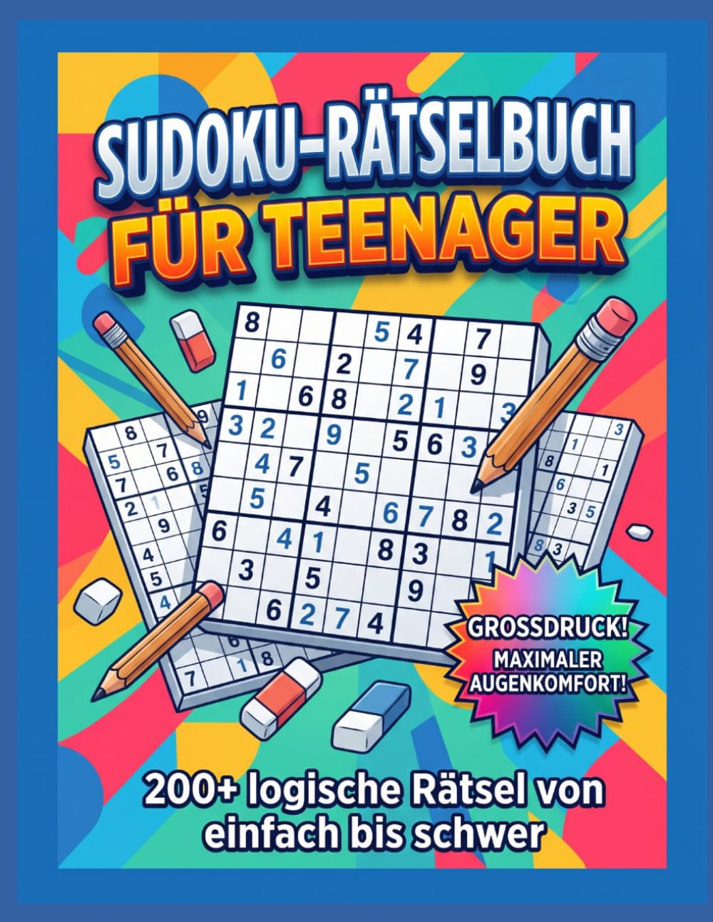Sudoku-Rätselbuch für Teenager: Über 200 Logikrätsel von Leicht bis Schwer - Großdruck für maximalen Sehkomfort mit Lösungen