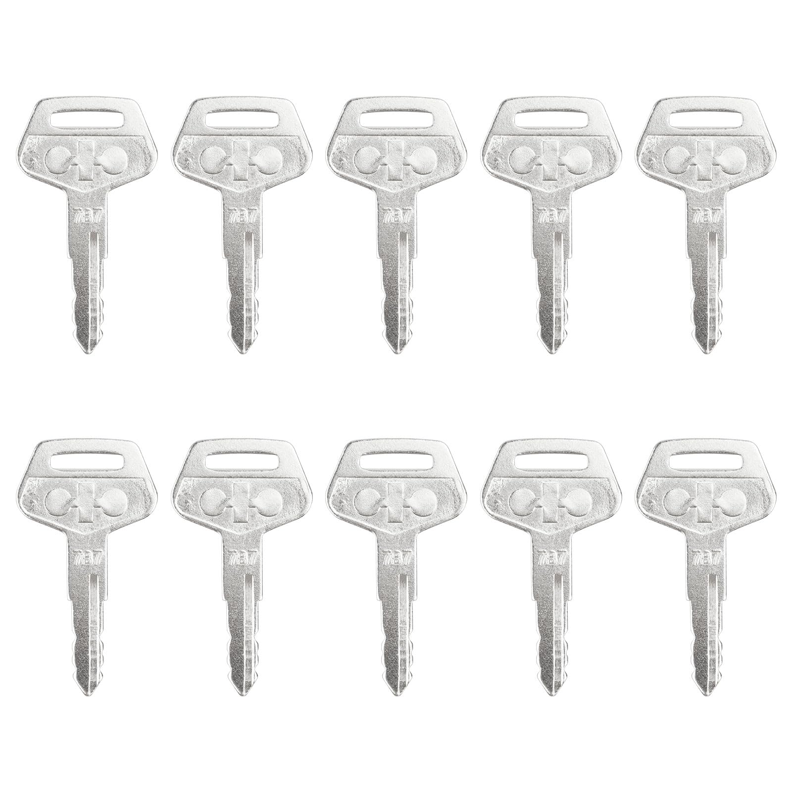 Joyan 10 PCS 787 Ignition Starter Keys for Komatsu Excavator Heavy Equipment Universal Replacement Switches, Silver