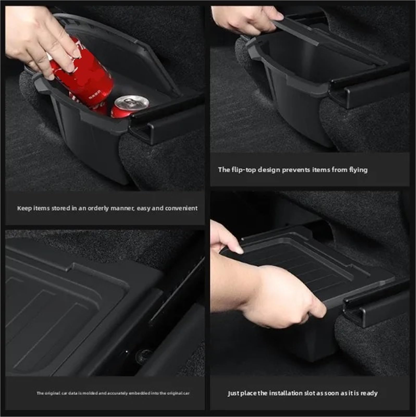 Apoyabrazos para coche Para Tesla Model Y Asientos Traseros Consola Central Caja Almacenamiento Piso TPE(Type B)