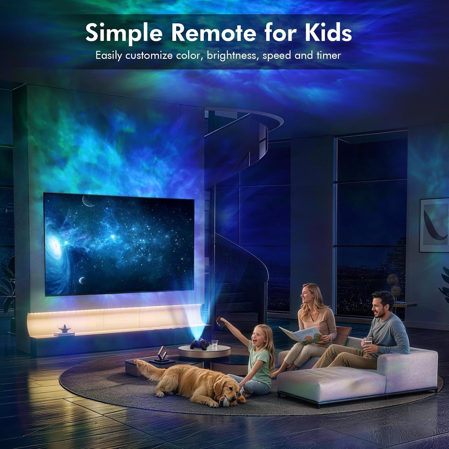 Rossetta Dual Lens Galaxy Projector, Star Projector for Bedroom with 58 Light Effects, Night Light Projector with White Noise & Bluetooth Speaker, Remote Timer, Easter Room Decor Gift for Kids Adults