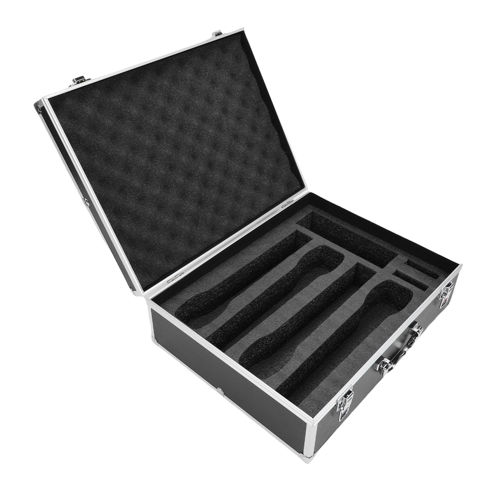 Custodia per microfono wireless, custodia rigida in alluminio per 4 microfoni, ricevitori, trasmettitori con rivestimento in schiuma