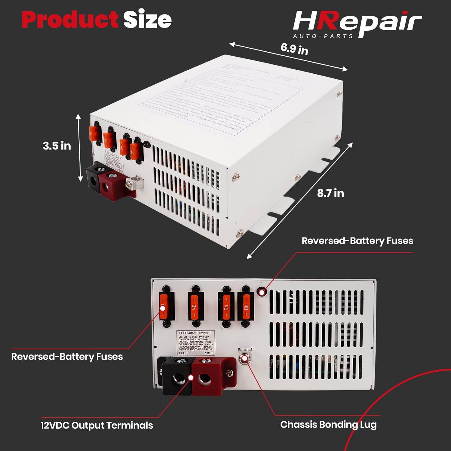 PM3 100 Amp RV Power Converter 100A 110V AC to 12V DC 100 Amp Battery Charger RV Power Converter Replacement PM3-100LK PM4-100丨White