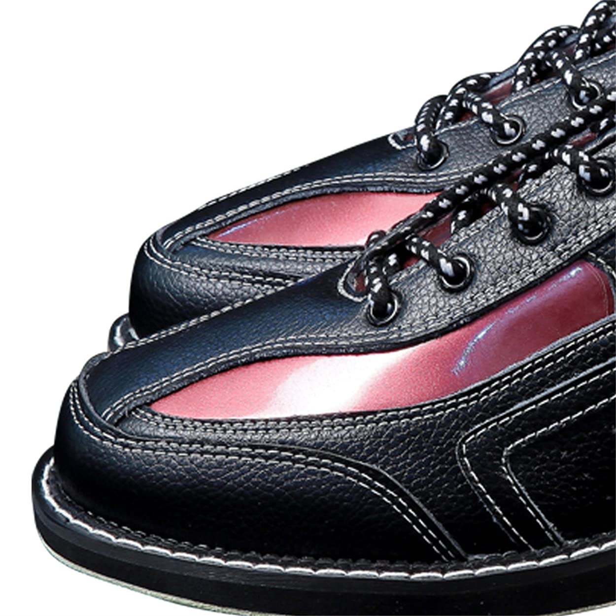 DAMANDO Mens Bowling Shoes, Leather Bowls Athletic Fitness Shoes Lightweight Breathable Bowls Shoes for Male,Black,7.5
