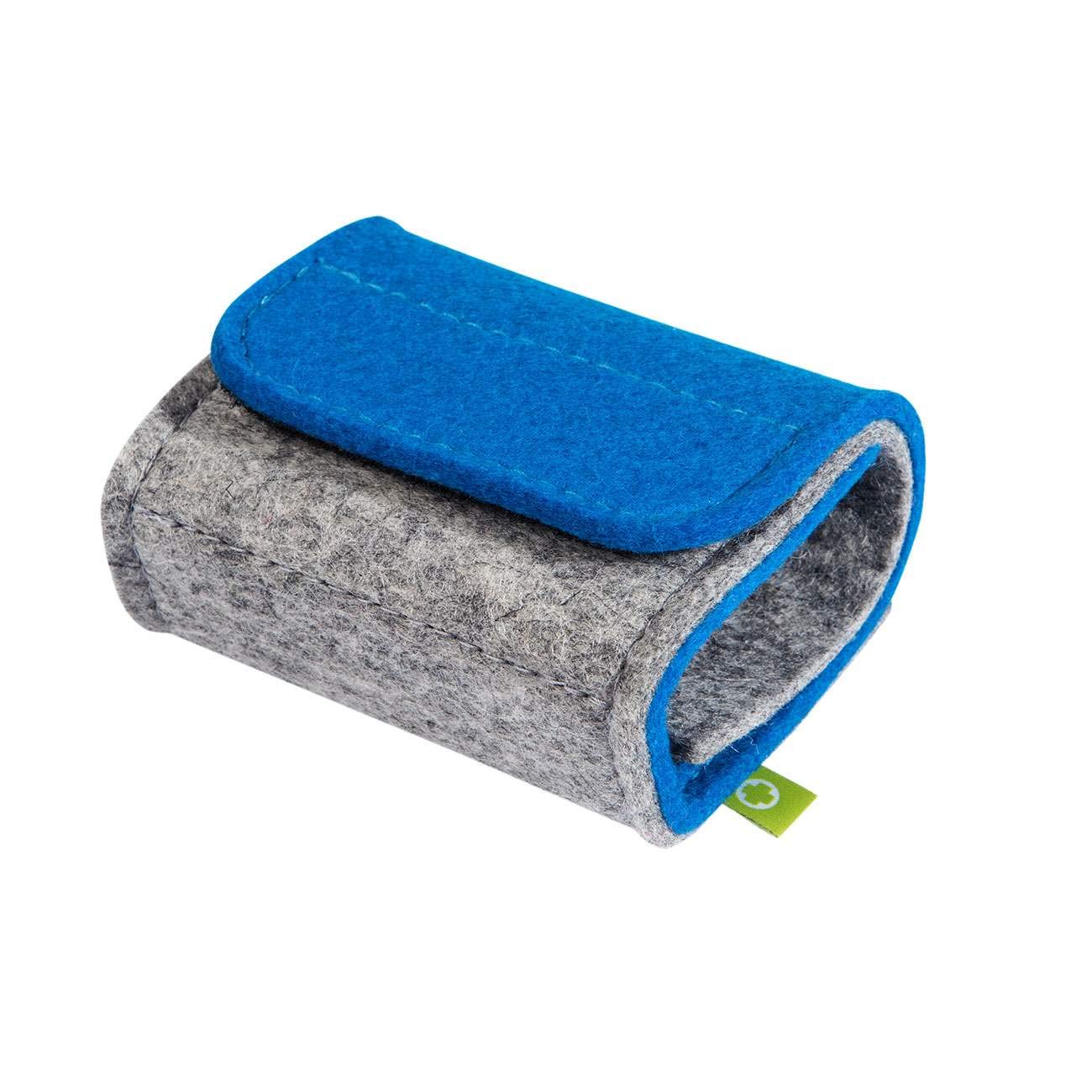 Homöopathische Taschenapotheke, Globuli-Tasche zum Buch MaxiQuickfinder Homöopathie (GU) von Dr. Markus Wiesenauer, gefüllt mit 12 Globuli-Röhrchen (Glas), aus echtem Filz (blau)