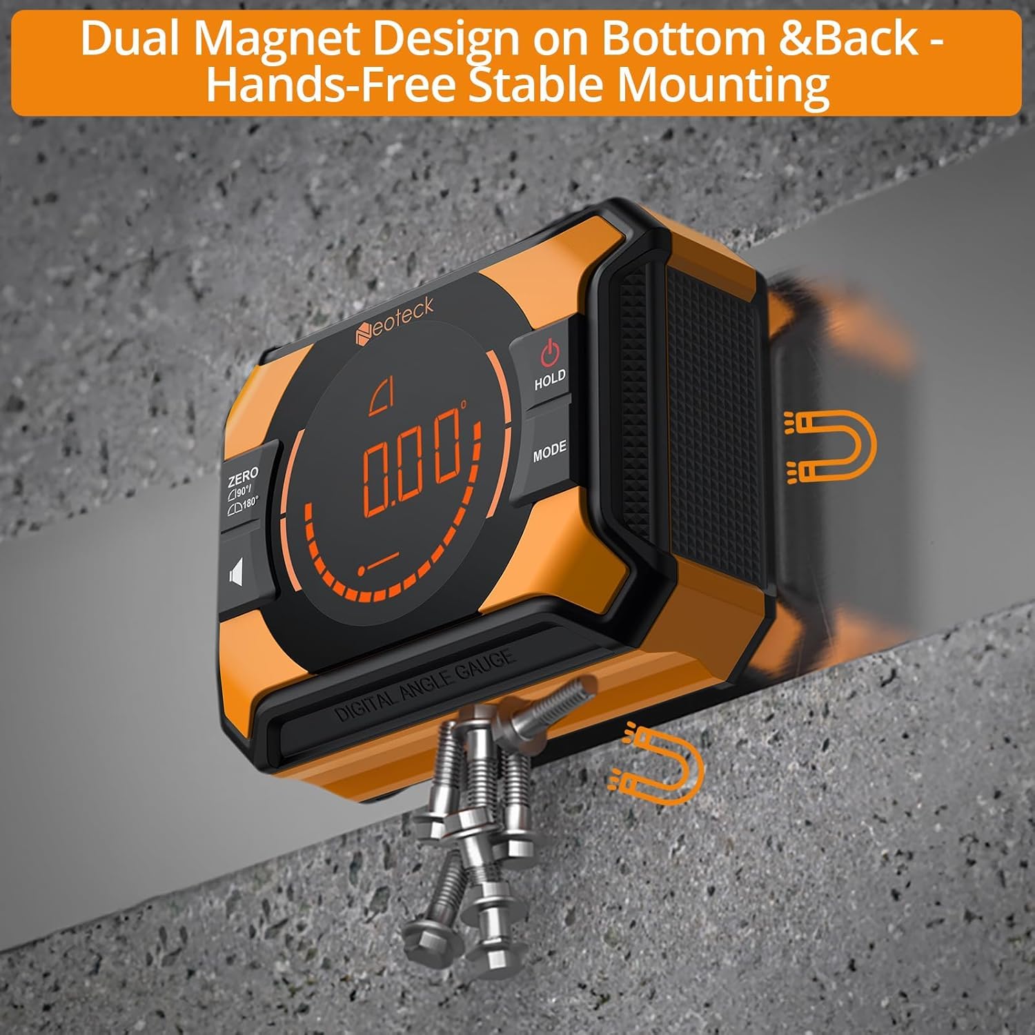 Neoteck Inclinometro Digital 4×90°/2x180° Transportador Digital con Pantalla LED y Alerta Sonora Buscador de Ángulo Recargable con Fondo y Parte Trasera Magnéticos para Carpintería Construcción