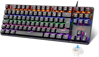 Rii Mechanical Keyboard Gaming Keyboard, Gaming Keyboard TKL with QWERTZ, Mechanical with Blue Switch (Loud), Cable (Not H…