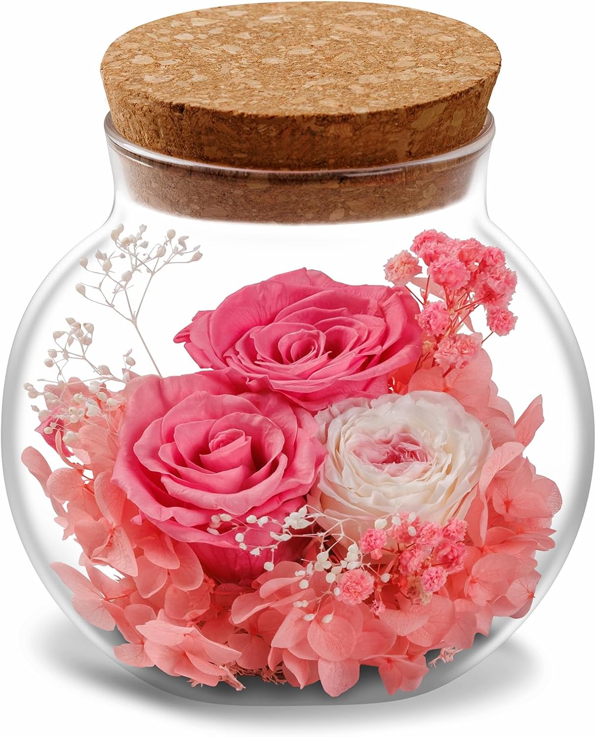 NATROSES Christmas Birthday Gifts for Women - Handmade Preserved Flowers Wish Bottle for Valentine's Day, Mother's Day, Anniversary, Home Decor (Sweet Pink)