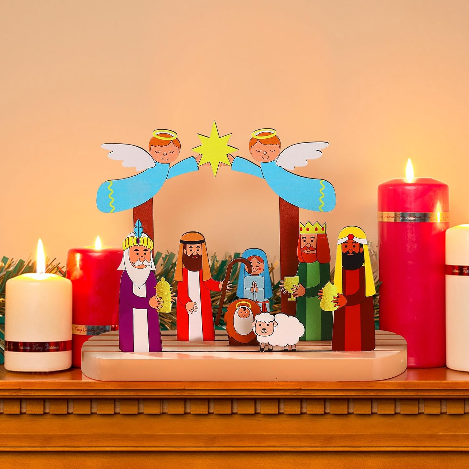 RattanView Wooden Christmas Nativity Scene Christmas Little