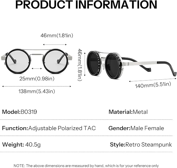 FEISEDY Adjustable Polarized Round Sunglasses Men Women UV400 TAC B1400