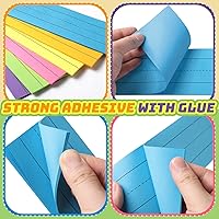 Vista 4 de 150 hojas de tiras de oración rayadas arco iris tiras de aprendizaje para suministros de oficina escolar, paquete de 6