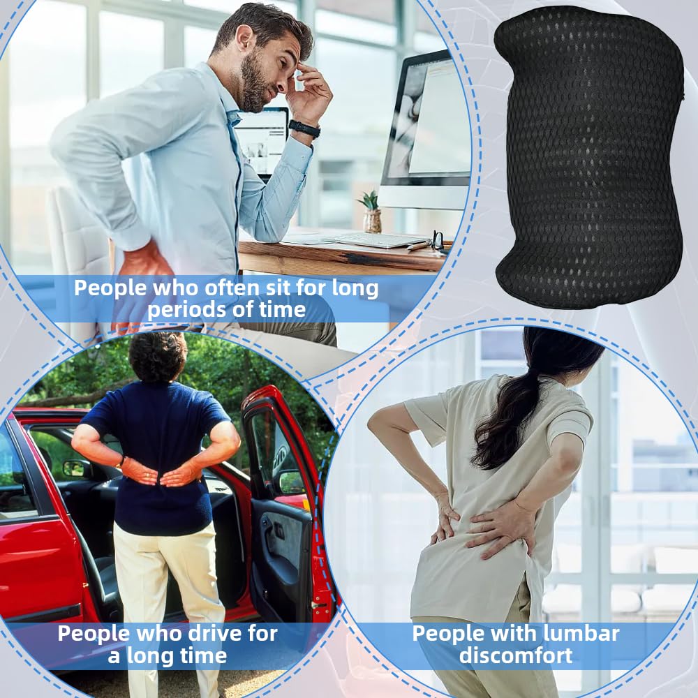 Cuscino di Supporto Lombare Cuscino Posteriore con Cinghia Regolabile Cuscino Lombare in Memory Foam Cuscino di Sostegno Lombare per Sedia da Ufficio, Seduta Auto (Nero)