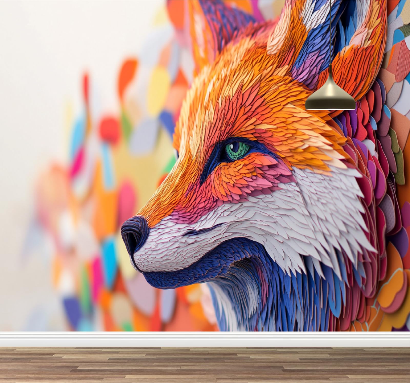 Papier peint renard roux 400x280cm le cadeau idéal pour décorer la chambre de bébé ou d'enfant