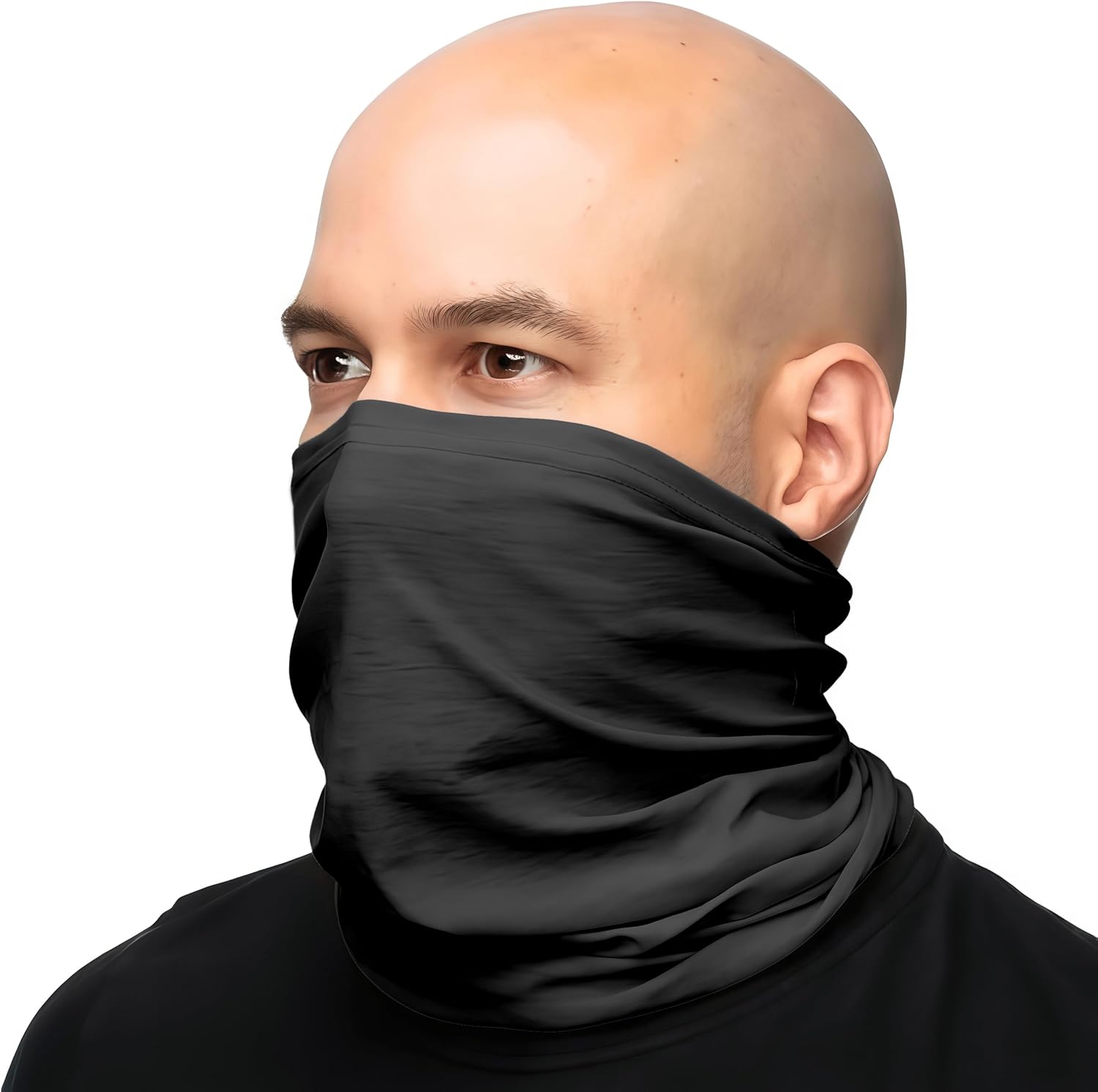 Faraday Gaiter Shielding Scarf Shields 5G WiFi Bluetooth with Silver Fabric Protective Scarf Faraday Hood Protects Brain Face Neck Black