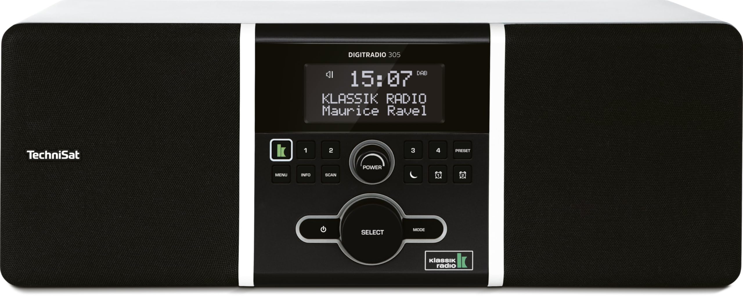 TechniSat Digitradio 305 Klassik Edition DAB Radio (z drewnianą obudową Bassreflex, DAB+, UKW, obsługa stacjonarna, przycisk bezpośredniego wyboru do klasycznego), białe