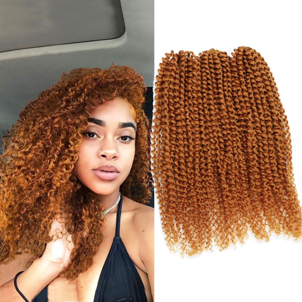 3pcs/pack Kinky Curl 12Inch Afro Kinky Twist Hair Crochet Braids Soft Synthetic Crochet Hair Extention (ginger orange)