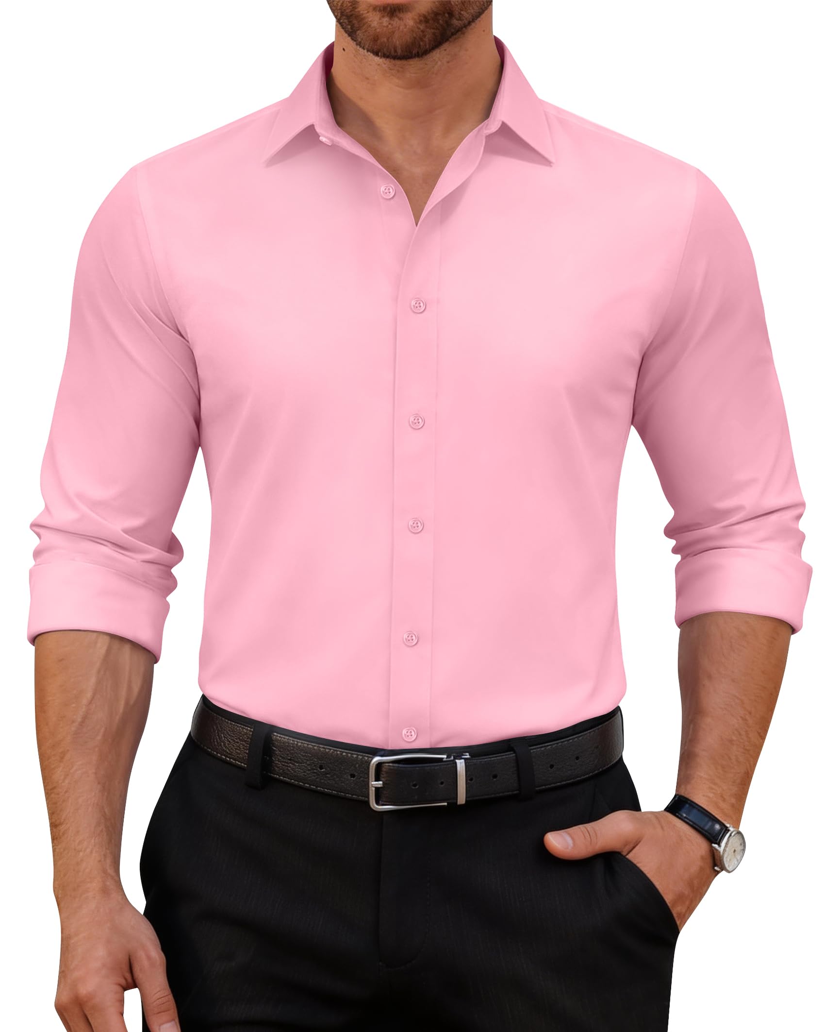 siliteelon Hemd Herren Langarm Bügelfrei Businesshemd für Männer Baumwolle Business Anzughemd Formeller Hochzeit Büro ohne Tasche