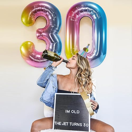 Miniatura 8 de CANREVEL Globos de helio de aluminio de 40 pulgadas con degradado arcoíris de gran tamaño, globos de helio para fiesta de cumpleaños, decoración de