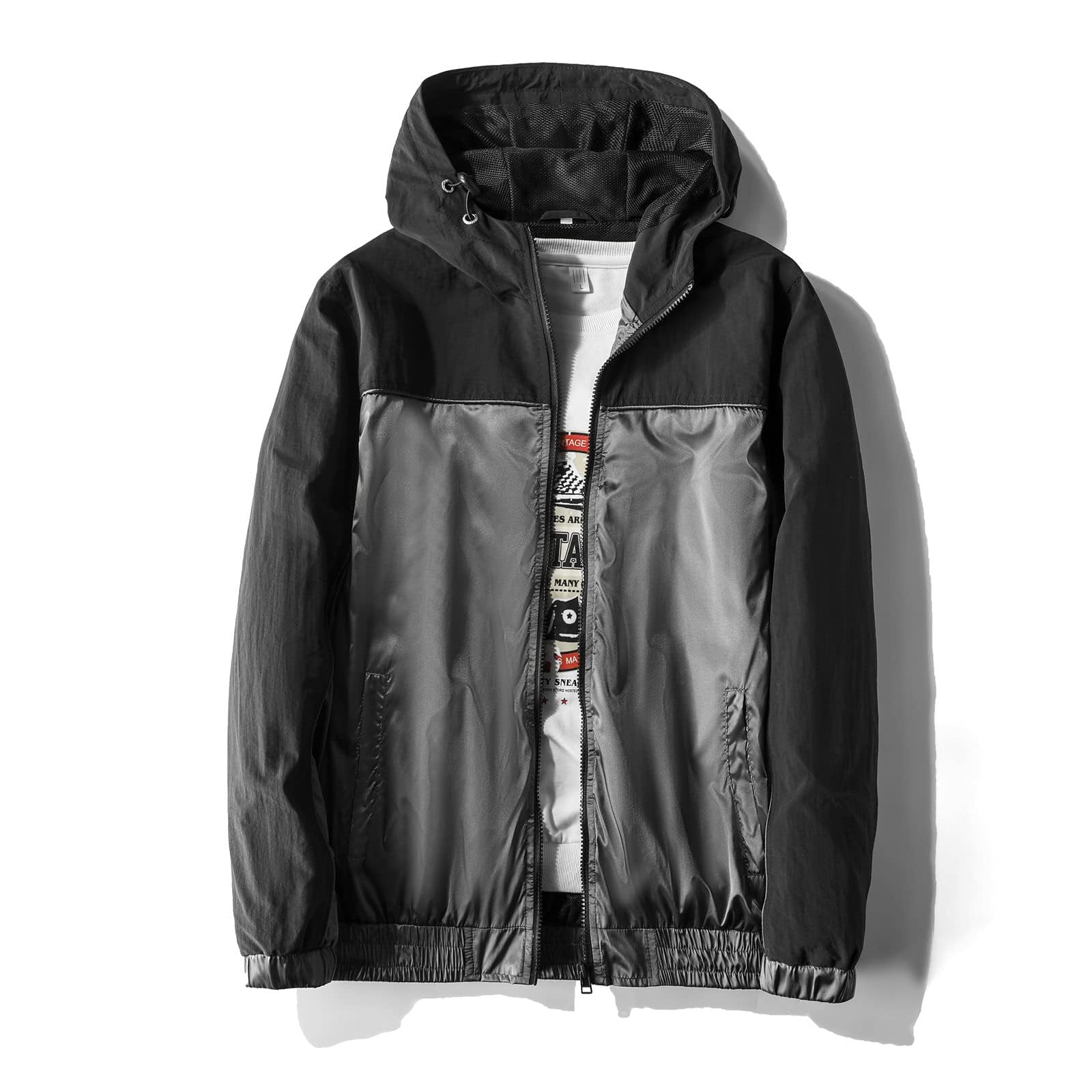 CASELANDMens Windbreaker Jacket Lightweight with Hood Waterproof Rain Jacket Outdoor Rain Coat for Hiking Travel