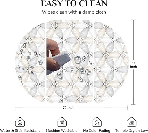 Miniatura 4 de Mantel ovalado 52x70 Pulgadas, diseño moderno abstracto geométrico con flores, mantel ovalado impermeable sin arrugas para mesas de interior y