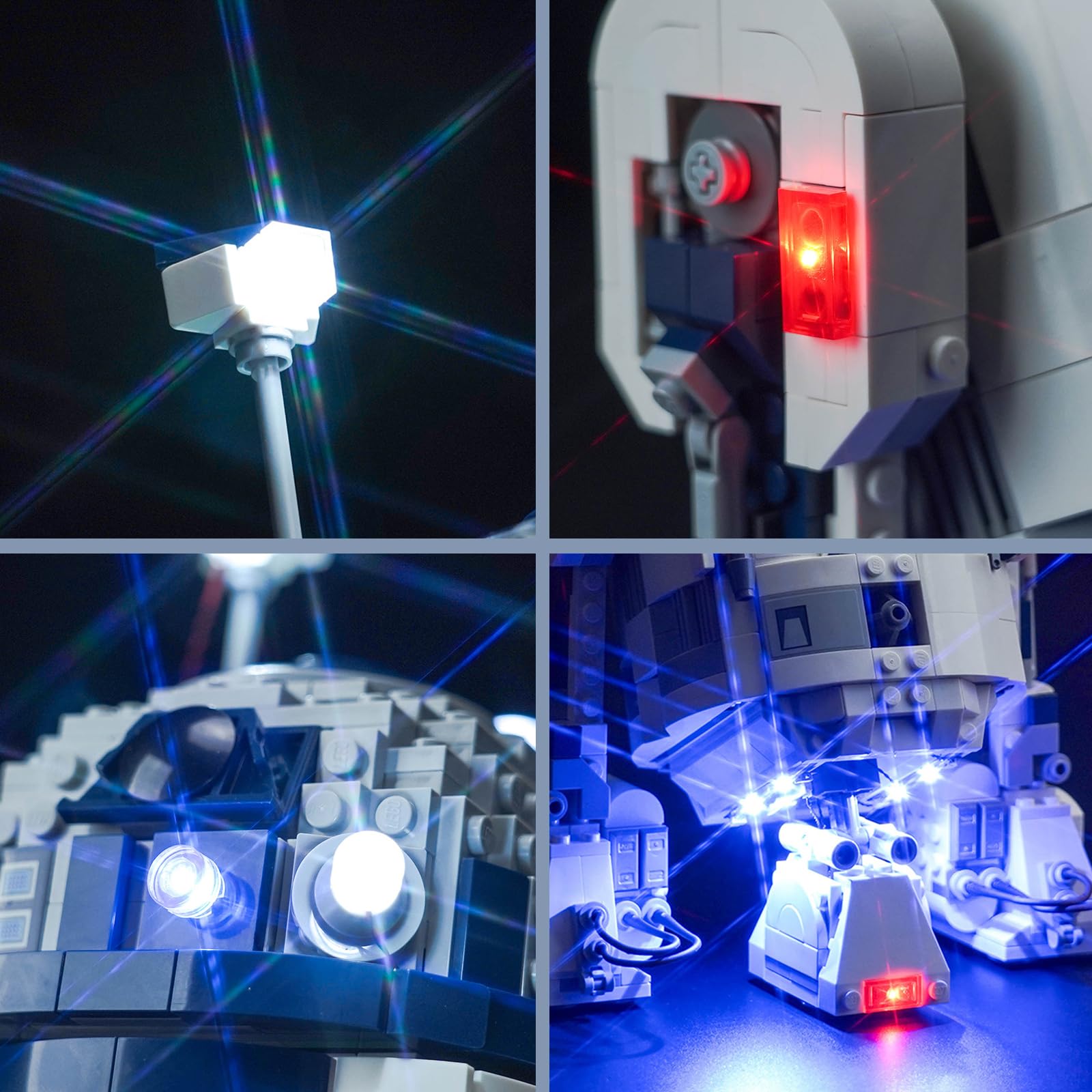 BrickBling Kit luce telecomando per Lego 75379 R2-D2 (non Lego), set di illuminazione a LED per Lego R2-D2 giocattolo creativo, DE-75379-P63402