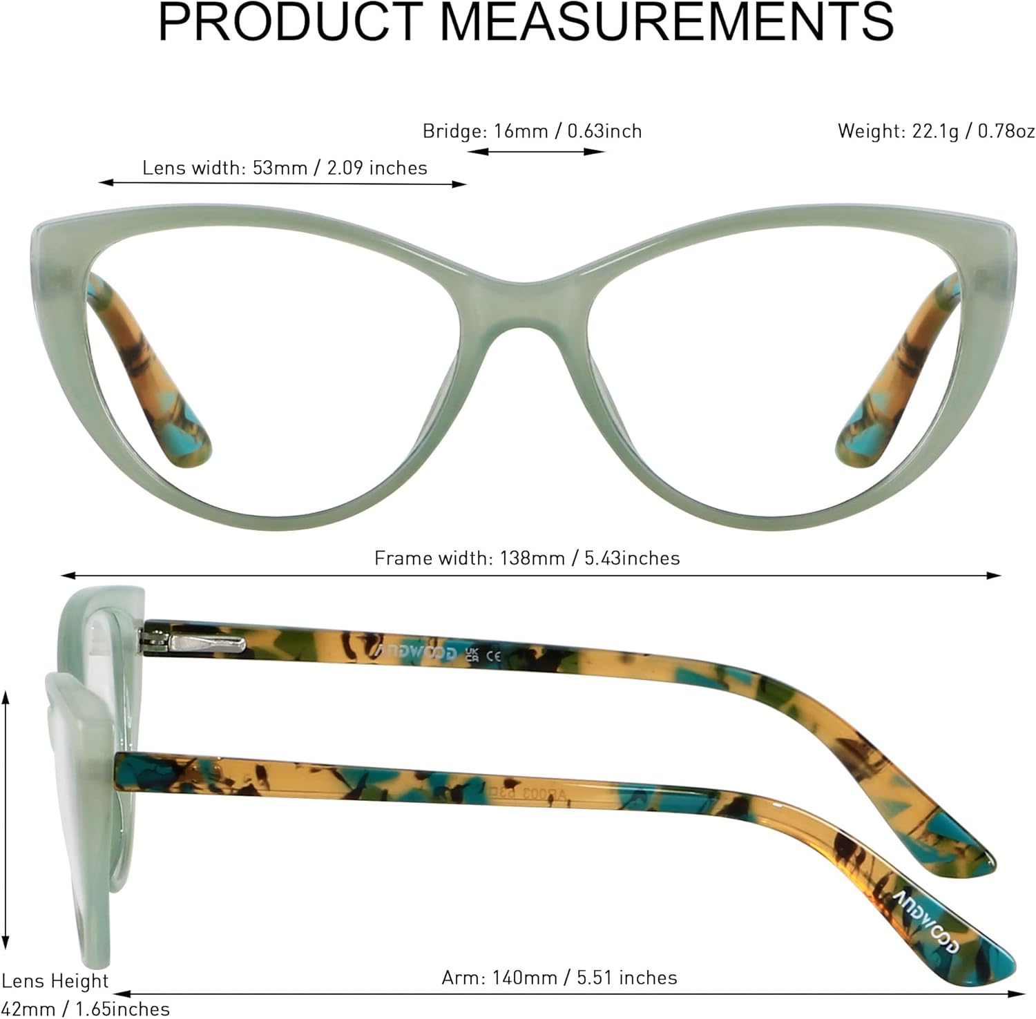 ANDWOOD Blue Light Blocking Glasses Women Bluelight Blocker Computer Cateye Clear Cat Eye Eyeglasses Frame AR003 - Image 6