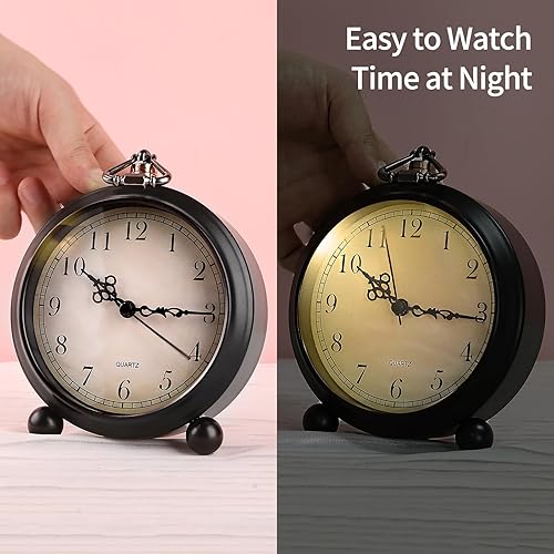 Miniatura 2 de pxy - Reloj despertador retro para personas con sueño profundo con esfera 3D, funciona con baterías (baterías incluidas), 10 cm, reloj de alarma