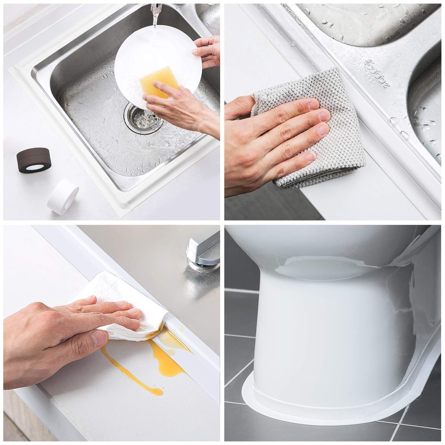 Nastro Sigillante Impermeabile Per Vasca E Doccia Avilia - In PVC Flessibile, Antimuffa, Facile Da Applicare E Rimuovere