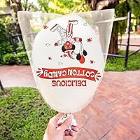 Vista 7 de Geyee 500 bolsas de algodón de azúcar con lazos, bolsas grandes de algodón transparente con estampado, ideales para carnavales, fiestas de verano