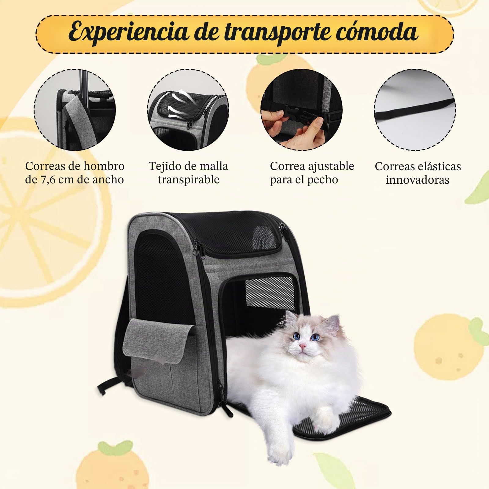 mumisuto Transportin Gato con Ruedas y Varilla Telescópica, Carga Máxima 15 kg, Expandible Transportin Perro con Arnés Interno, para Viajar en Tren/Automóvil/Restaurante/Avión