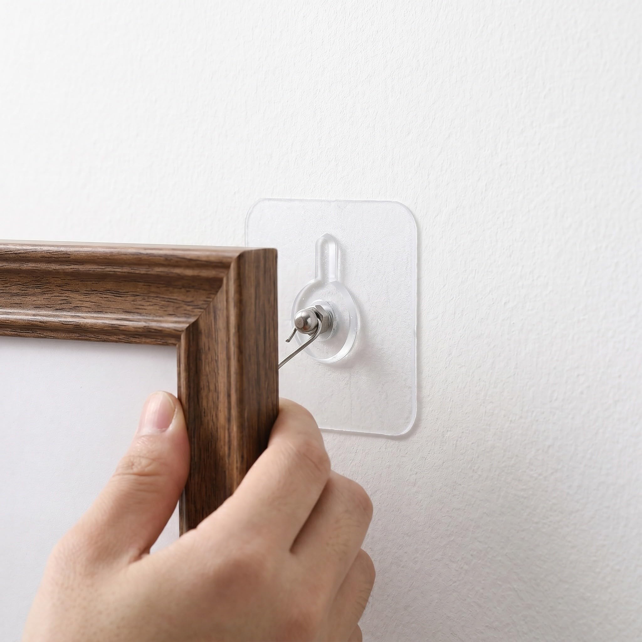 Lurrose 40 ganchos para cuadros sin clavos: ganchos adhesivos transparentes para marcos - adhesivos de pared para cocina, baño, hogar y oficina.