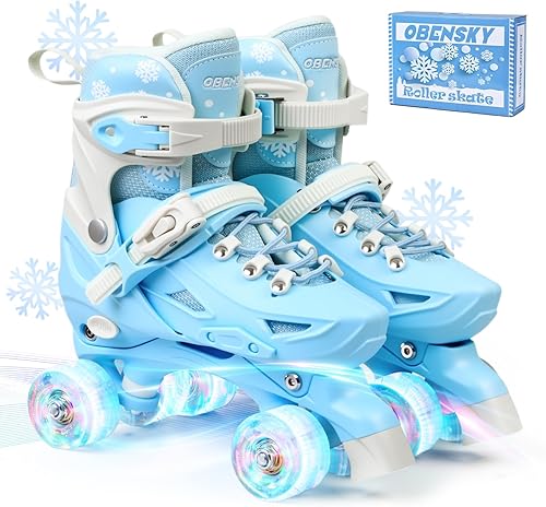 Patines infantiles para niñas y niños de 4 a 6 años, 5 a 8, 6 a 12, 8 a 12, 4 tamaños ajustables, con ruedas iluminadas, patinas para niñas, regalo