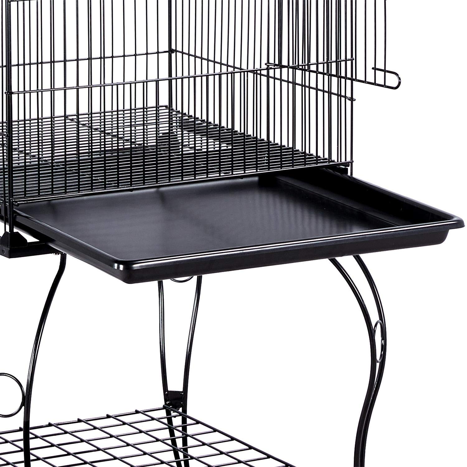 Yaheetech Jaula de Pájaros Jaula con Ruedas Jaula para Loros Canarios Jaula con Perchas para Pájaros 59 x 59 x 150 cm - Metal - Negro