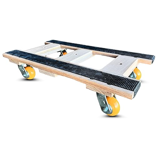 20" x 36" Oak Furniture Dolly, 4-Wheel H-Frame Design, 2,240