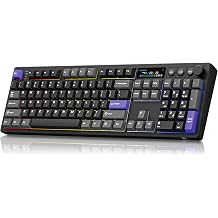 BOYI K104Pro Mechanical Keyboard with 2.2" Screen&Media Knob,QMK/VIA Custom BT5.0/2.4GHz/Type-C Gasket Mounted Hot Swap RGB Full Size Creamy Keyboard NKRO Gaming Keyboard Black Gray
