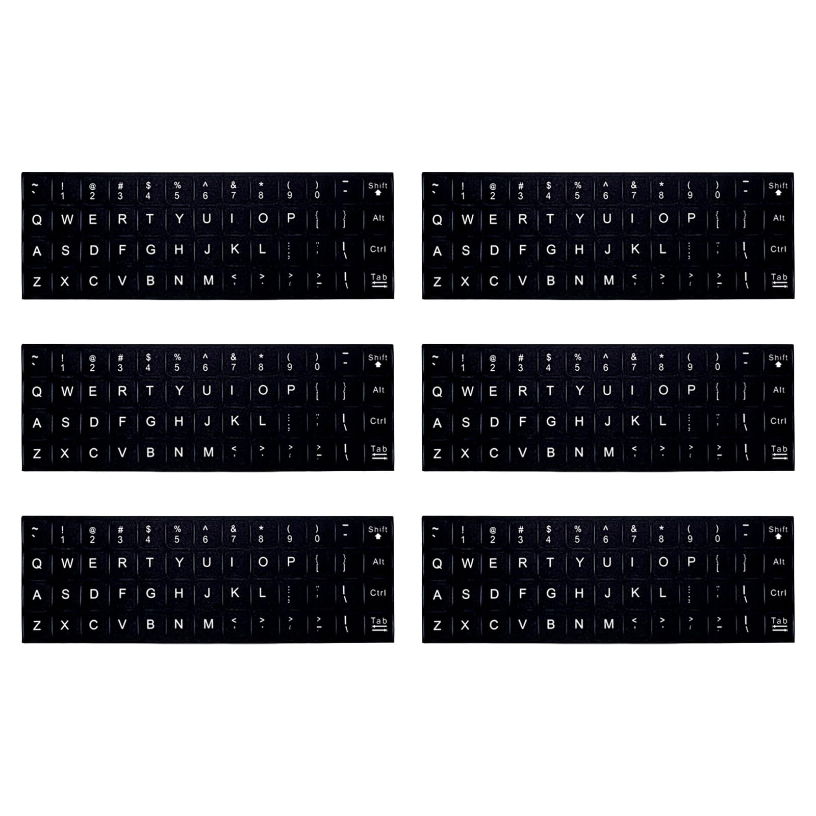 Shensuii 6Pcs English Keyboard Stickers, Universal Keyboard Letter Stickers, Replacement Keyboards Sticker with White Font on Black Background, Keyboards Sticker for Laptop Desktop