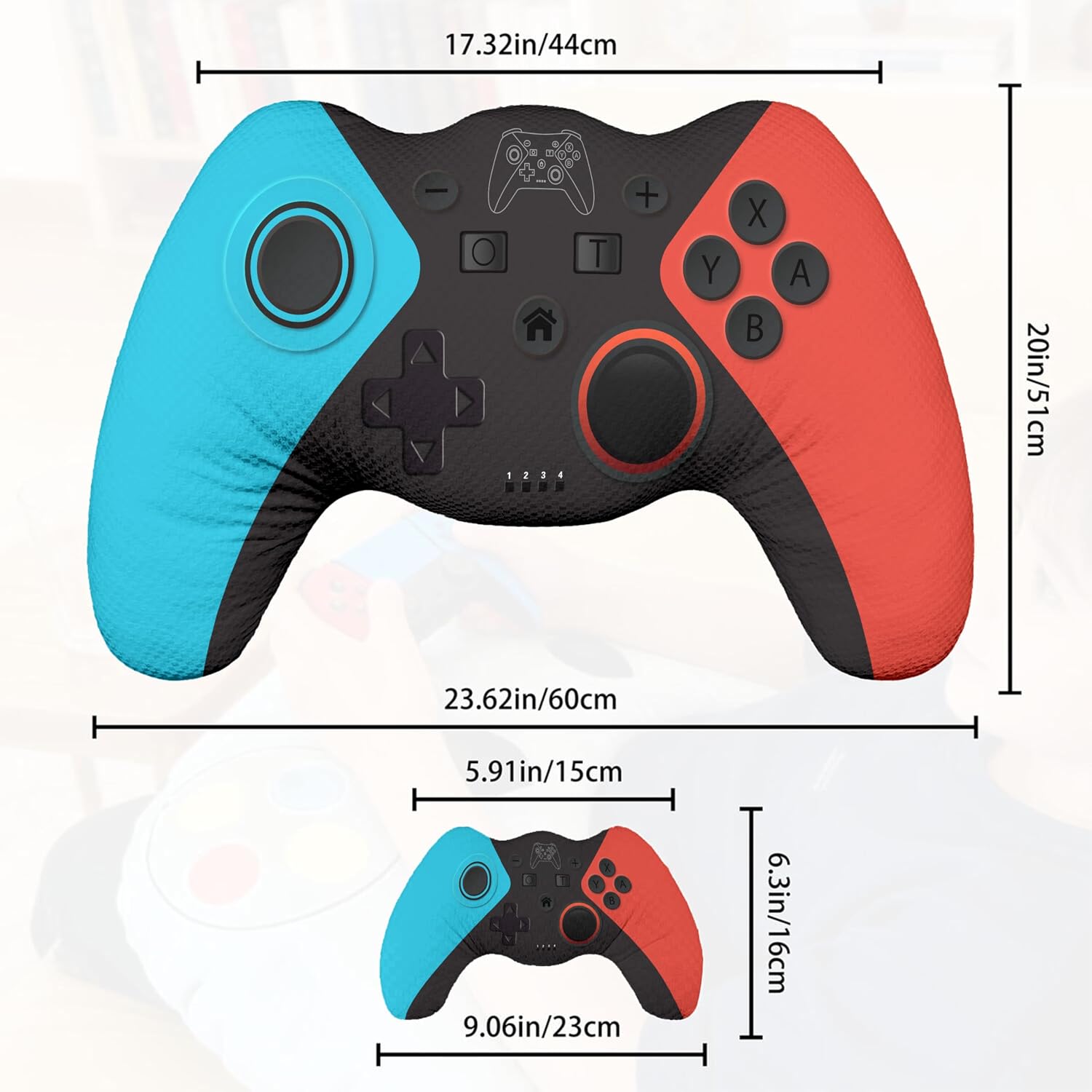 Gaming Controller Shaped Plush Throw Pillow - Soft Game Throw Cushion for Sofa,Couch,Gaming Chair & Bed,Fun Gamer Room Decor,Unique Gift for Video Game Lovers (Black Game Controller)