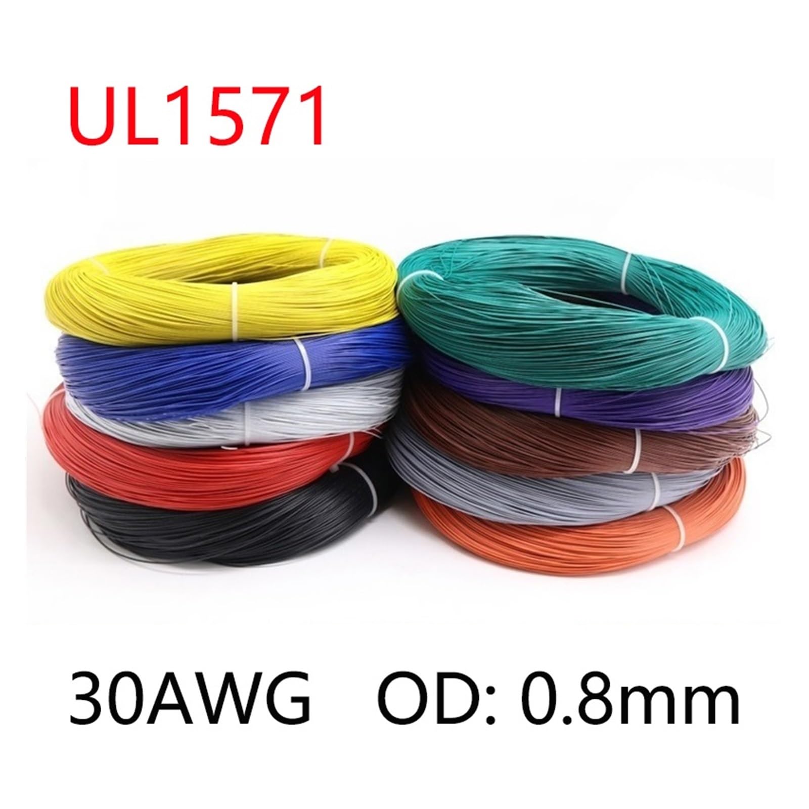 5/10/20/50/100/200/500M UL1571 30AWG Cable electrónico de PVC Cable Flexible Cable de línea de Cobre estañado Aislado(Black,200m)