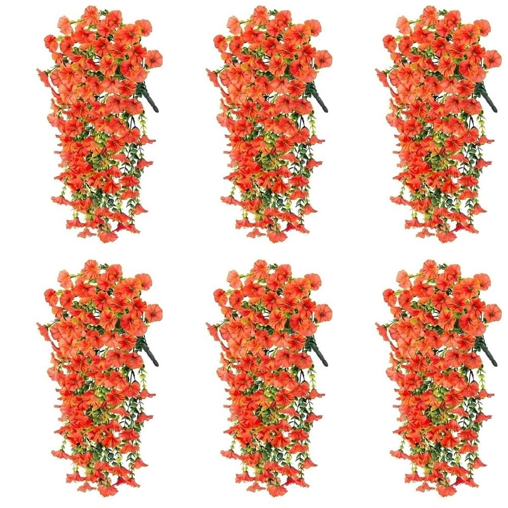 CBFGGOEUDFBS 6PCS UV Resistant Hanging Artificial Morning Glory Vine, Artificials Hangings Flowers for Outdoor