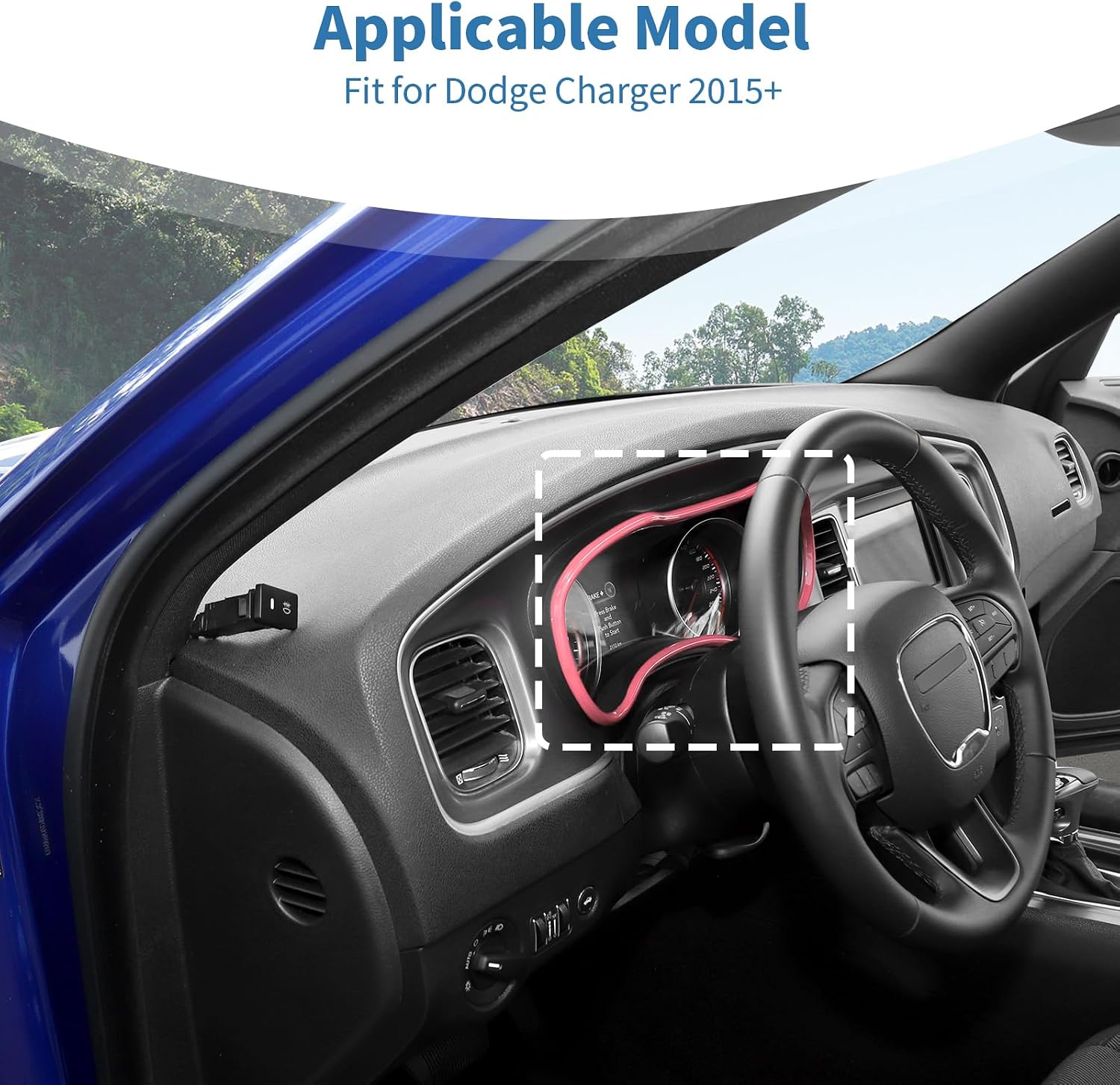 for Charger Dash Gauges Cluster Trim Instrument Panel Insert Fit for Dodge Charger 2015+ Pink Interior Accessories