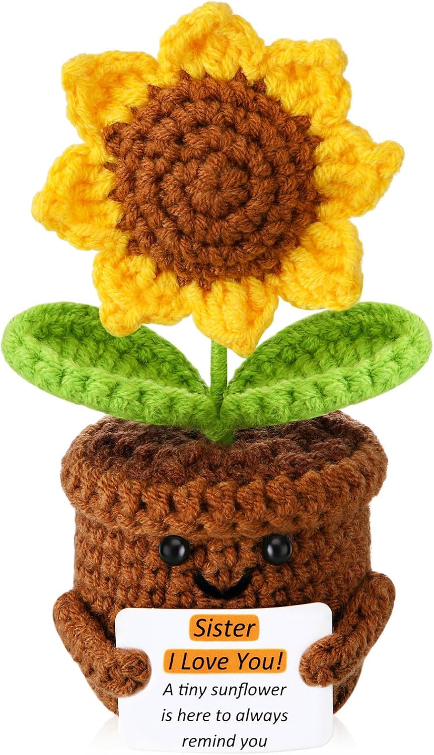 Valentines Day Gifts for Her Sister Birthday Gifts from Sister Emotional Support Crochet Sunflower Gifts for Women Friends