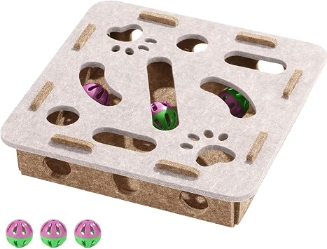 BEEUHLIL Cat Scratch Puzzle Enrichment Box, Kitten Nail File Scratcher, Interactive Cat Nail File Enrichment Box, Mental Felt Maze Box Stress Free Alternative to Clippers and Grinders No Install