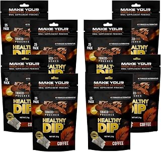 Teaza Energy Tobacco Free Snuff Nicotine Free Pouches, Alternative Snuff Healthy Chewing Dipping, Coffee (8 Pack) Tobacco Free Chew Alternative Dip No Crash Fully Premium Flavored